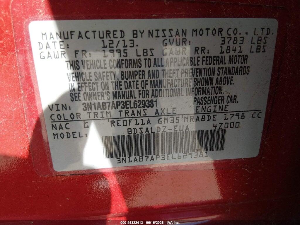 3N1AB7AP3EL629381 2014 NISSAN SENTRA photo no. 9