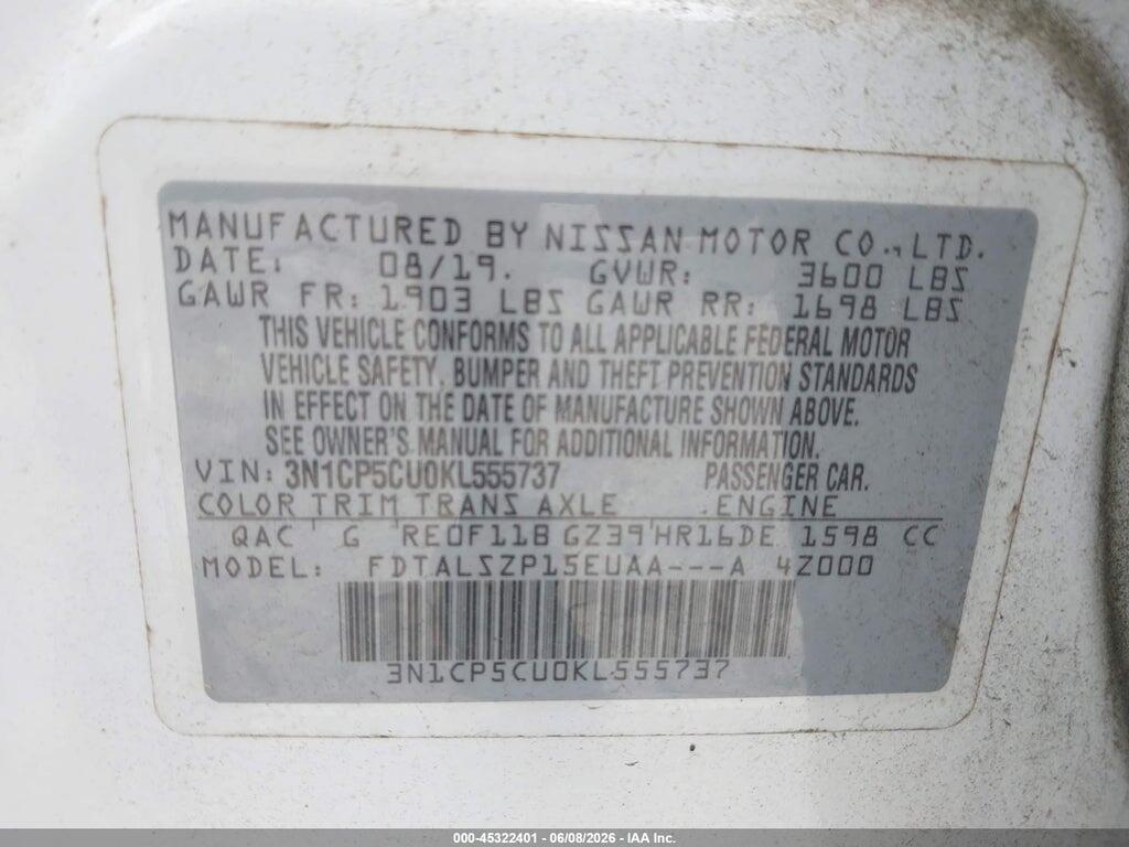 3N1CP5CU0KL555737 2019 NISSAN KICKS photo no. 9