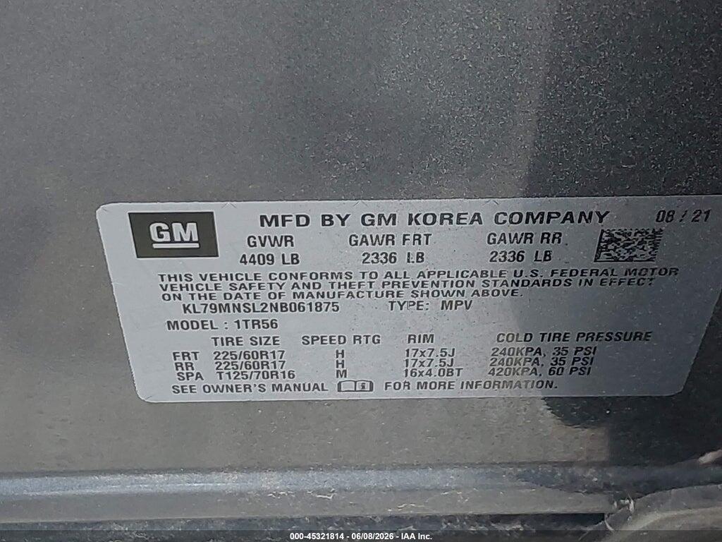 KL79MNSL2NB061875 2022 CHEVROLET TRAILBLAZER photo no. 9