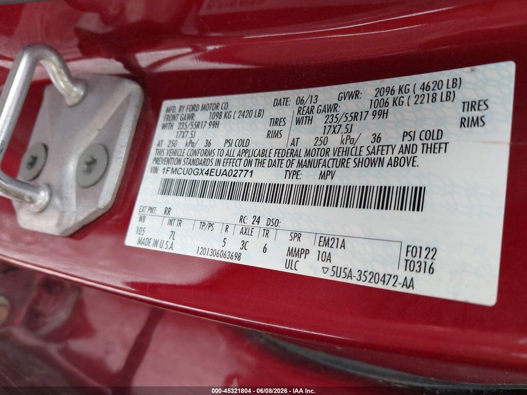 1FMCU0GX4EUA02771 2014 FORD ESCAPE photo no. 9