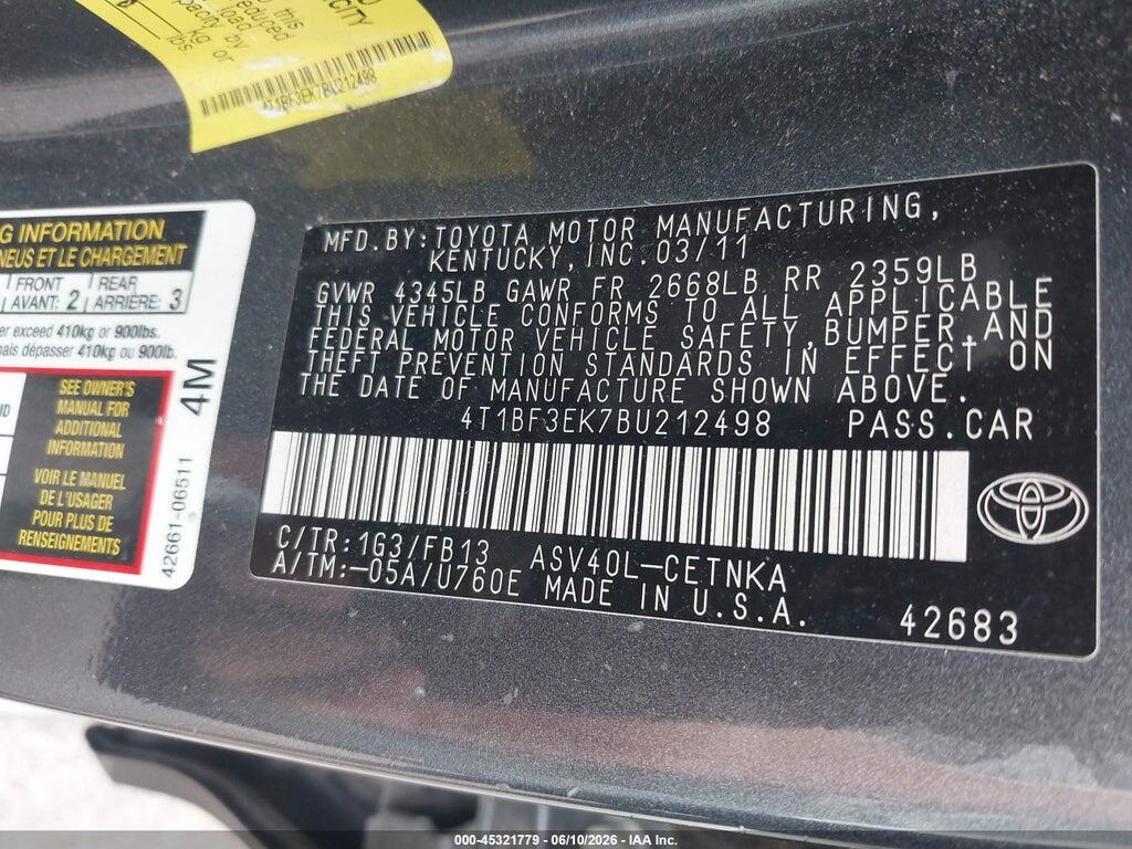 4T1BF3EK7BU212498 2011 TOYOTA CAMRY photo no. 9