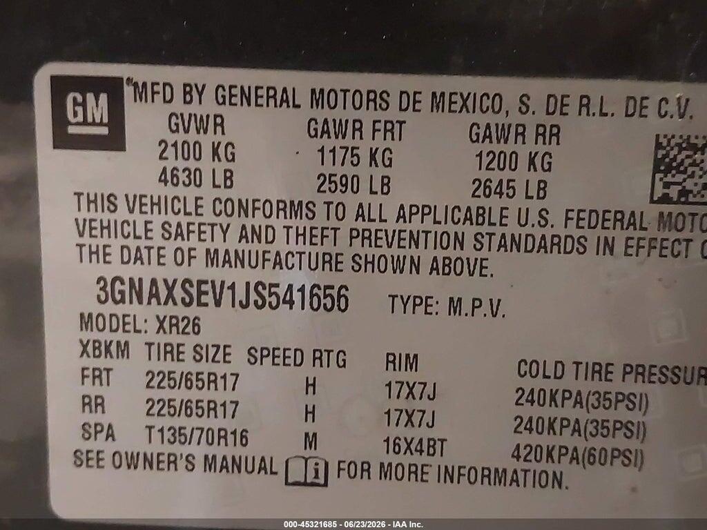 3GNAXSEV1JS541656 2018 CHEVROLET EQUINOX photo no. 9