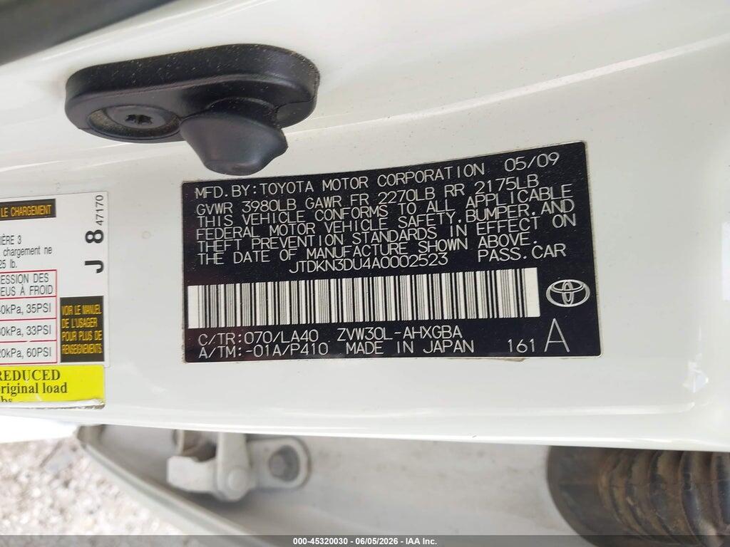 JTDKN3DU4A0002523 2010 TOYOTA PRIUS photo no. 9