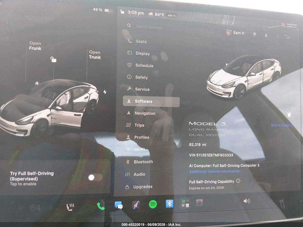 5YJ3E1EB7MF903333 2021 TESLA MODEL 3 photo no. 7