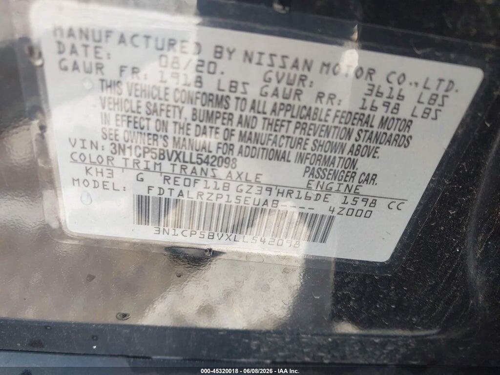 3N1CP5BVXLL542098 2020 NISSAN KICKS photo no. 9