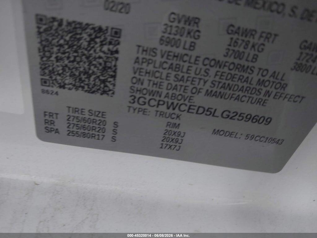 3GCPWCED5LG259609 2020 CHEVROLET SILVERADO 1500 photo no. 9