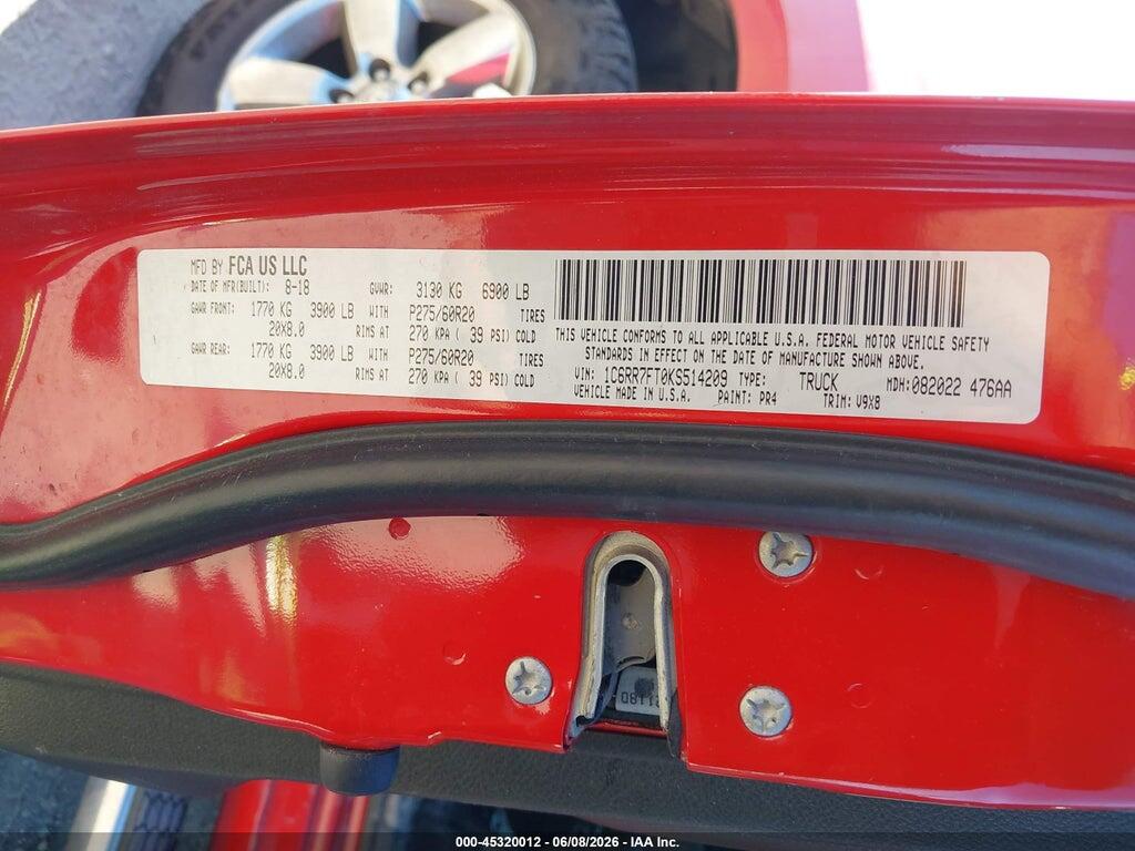 1C6RR7FT0KS514209 2019 RAM 1500 CLASSIC photo no. 9
