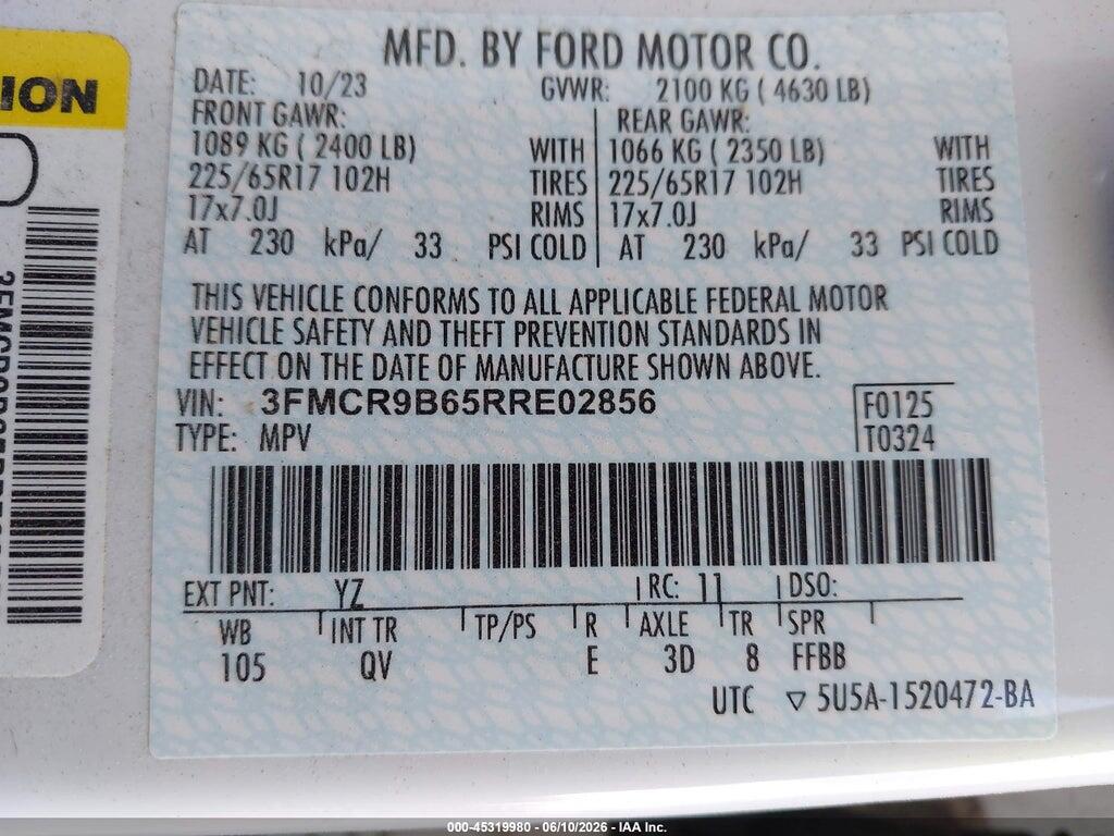 3FMCR9B65RRE02856 2024 FORD BRONCO SPORT photo no. 9