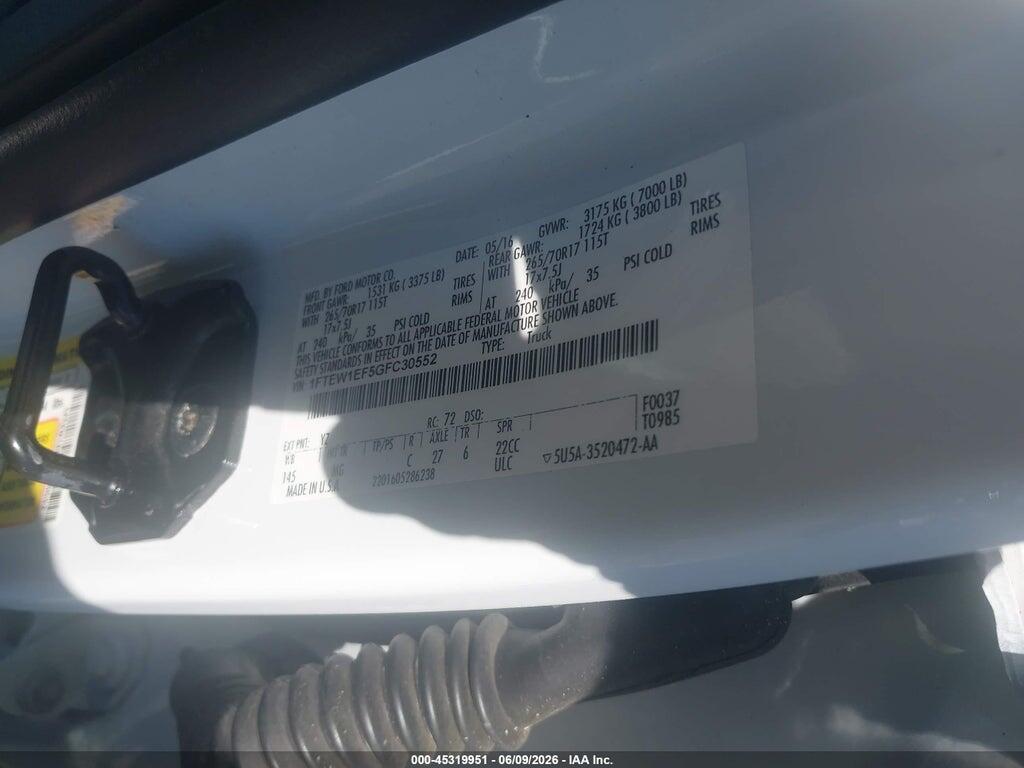 1FTEW1EF5GFC30552 2016 FORD F-150 photo no. 9