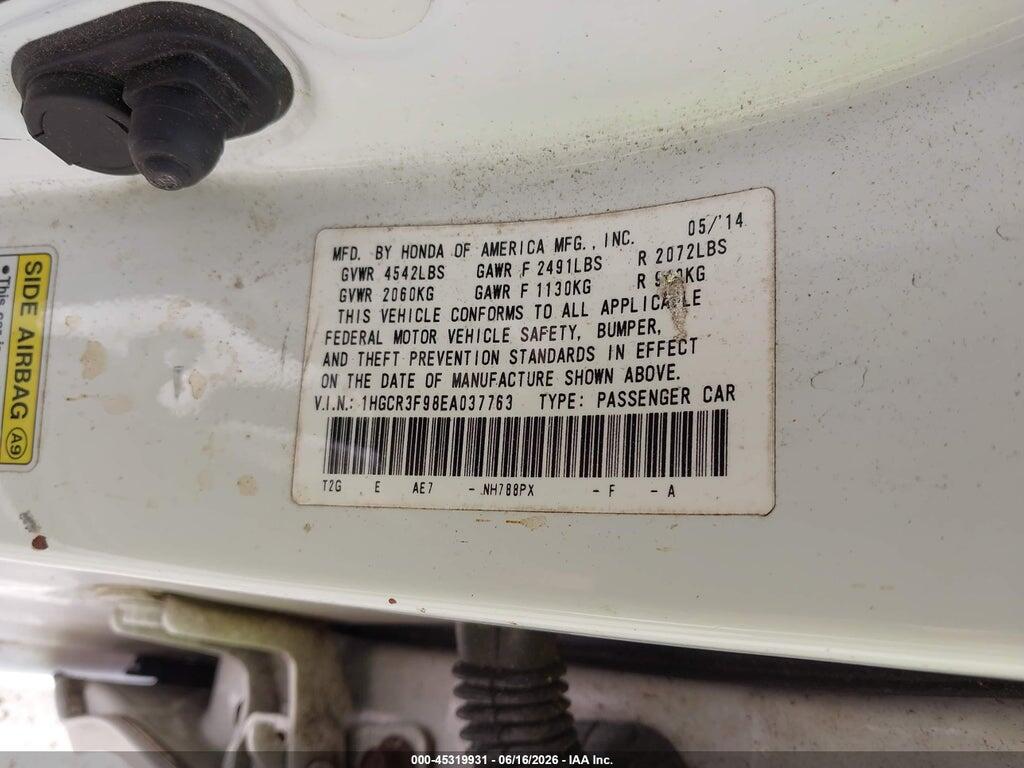 1HGCR3F98EA037763 2014 HONDA ACCORD photo no. 9