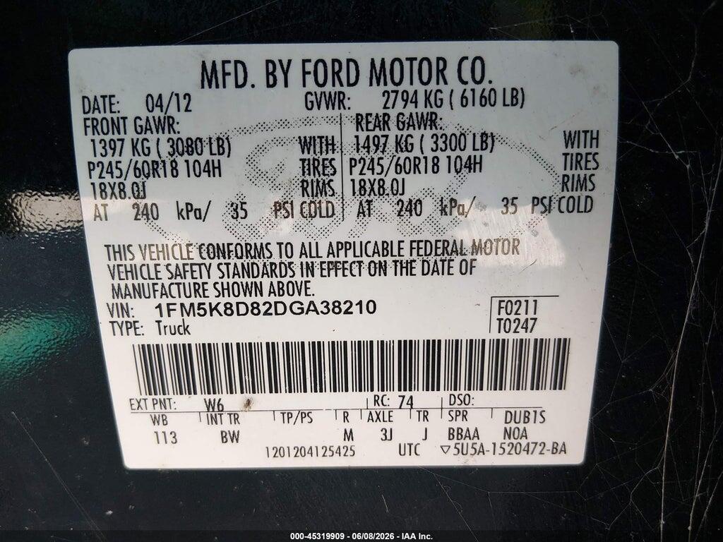 1FM5K8D82DGA38210 2013 FORD EXPLORER photo no. 9