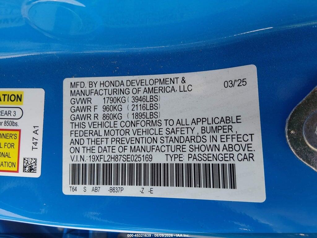 19XFL2H87SE025169 2025 HONDA CIVIC SEDAN photo no. 9