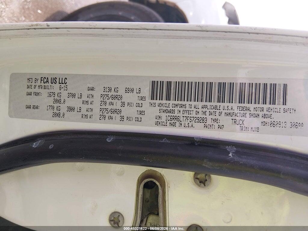 1C6RR6LT7FS729283 2015 RAM 1500 photo no. 9