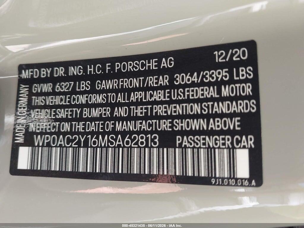 WP0AC2Y16MSA62813 2021 PORSCHE TAYCAN photo no. 9