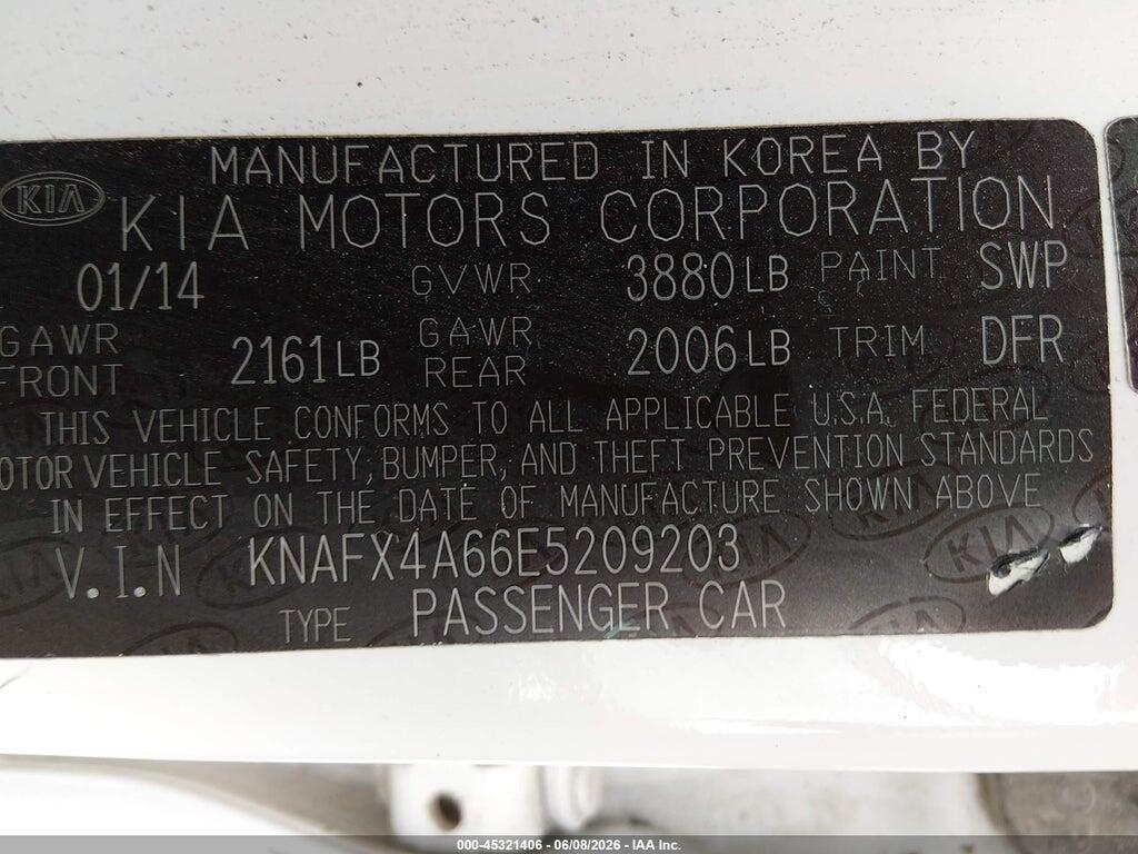 KNAFX4A66E5209203 2014 KIA FORTE photo no. 9