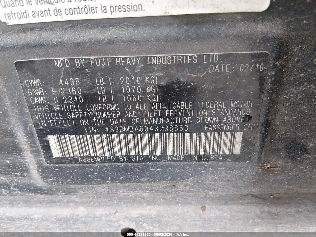 4S3BMBA60A3238863 2010 SUBARU LEGACY photo no. 9