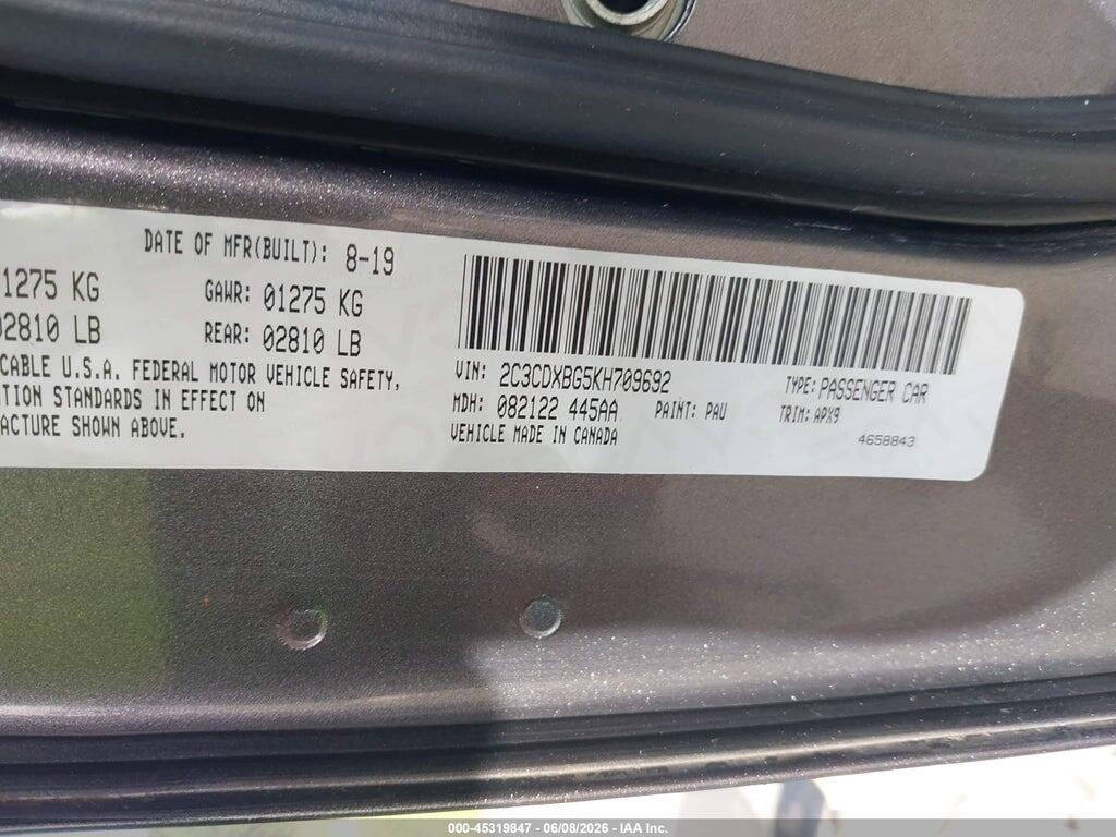2C3CDXBG5KH709692 2019 DODGE CHARGER photo no. 9