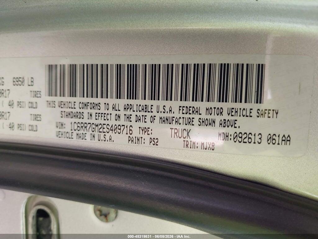 1C6RR7GM2ES409716 2014 RAM 1500 photo no. 9
