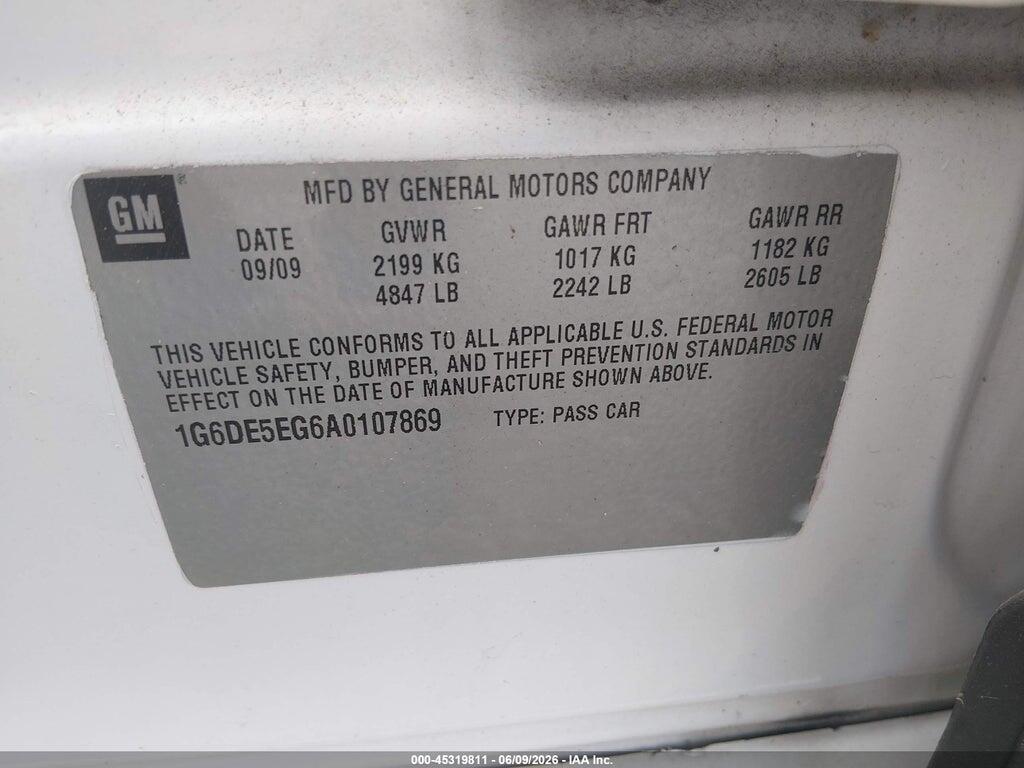 1G6DE5EG6A0107869 2010 CADILLAC CTS photo no. 9