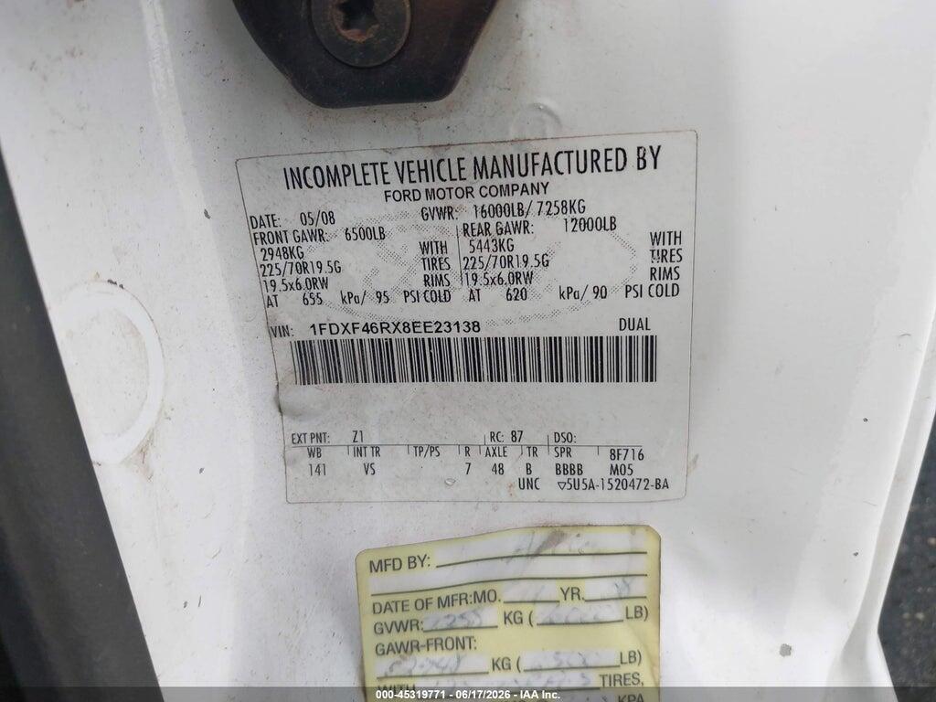 1FDXF46RX8EE23138 2008 FORD F-450 CHASSIS photo no. 8