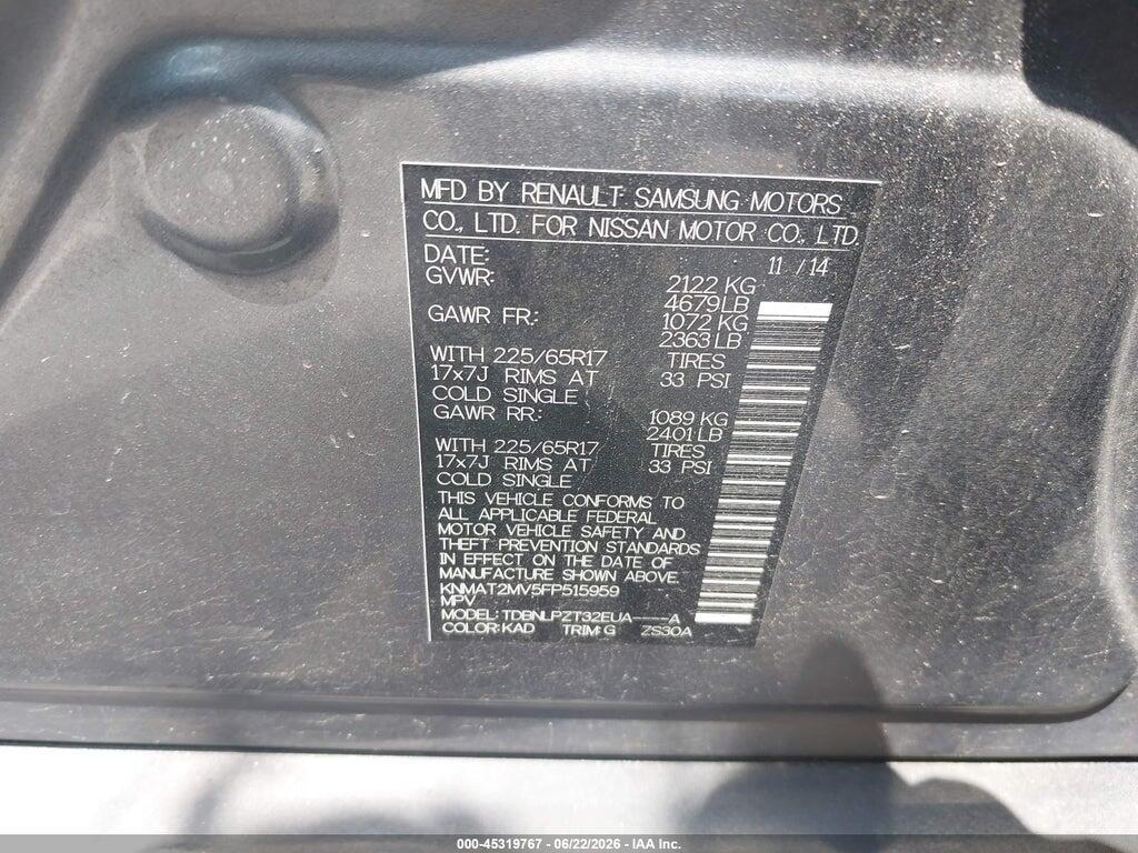 KNMAT2MV5FP515959 2015 NISSAN ROGUE photo no. 9