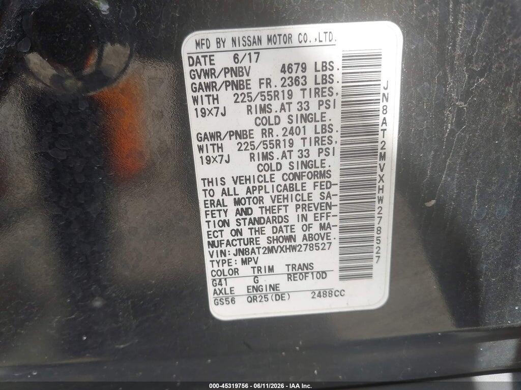 JN8AT2MVXHW278527 2017 NISSAN ROGUE photo no. 9