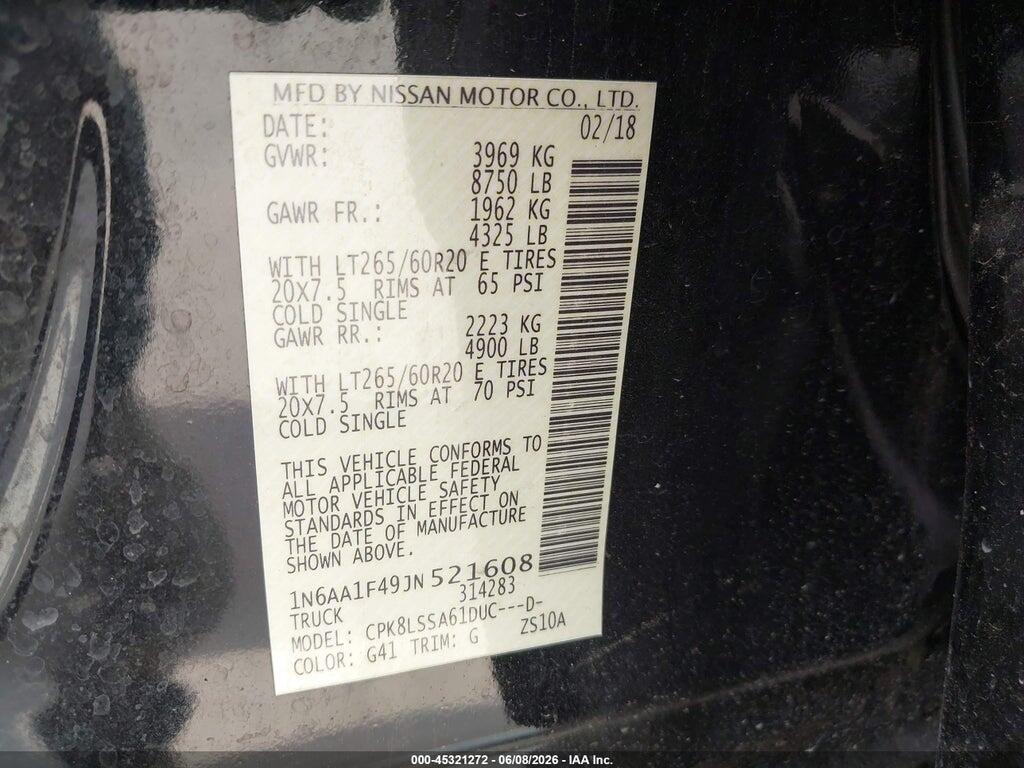 1N6AA1F49JN521608 2018 NISSAN TITAN XD photo no. 9
