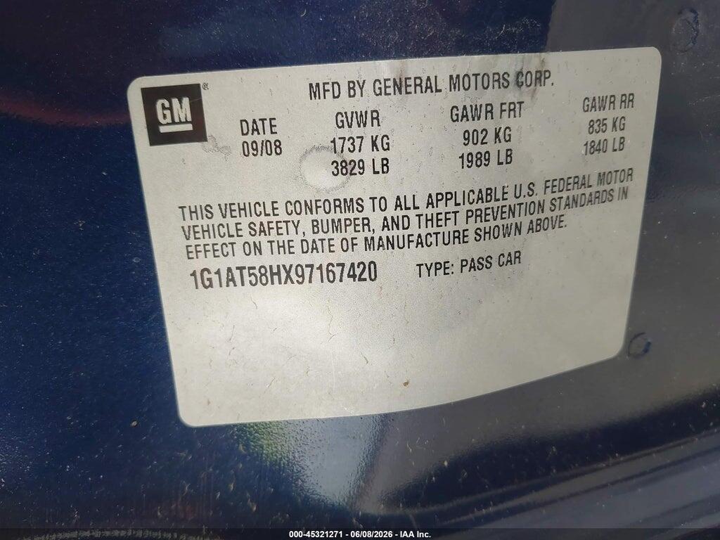 1G1AT58HX97167420 2009 CHEVROLET COBALT photo no. 9