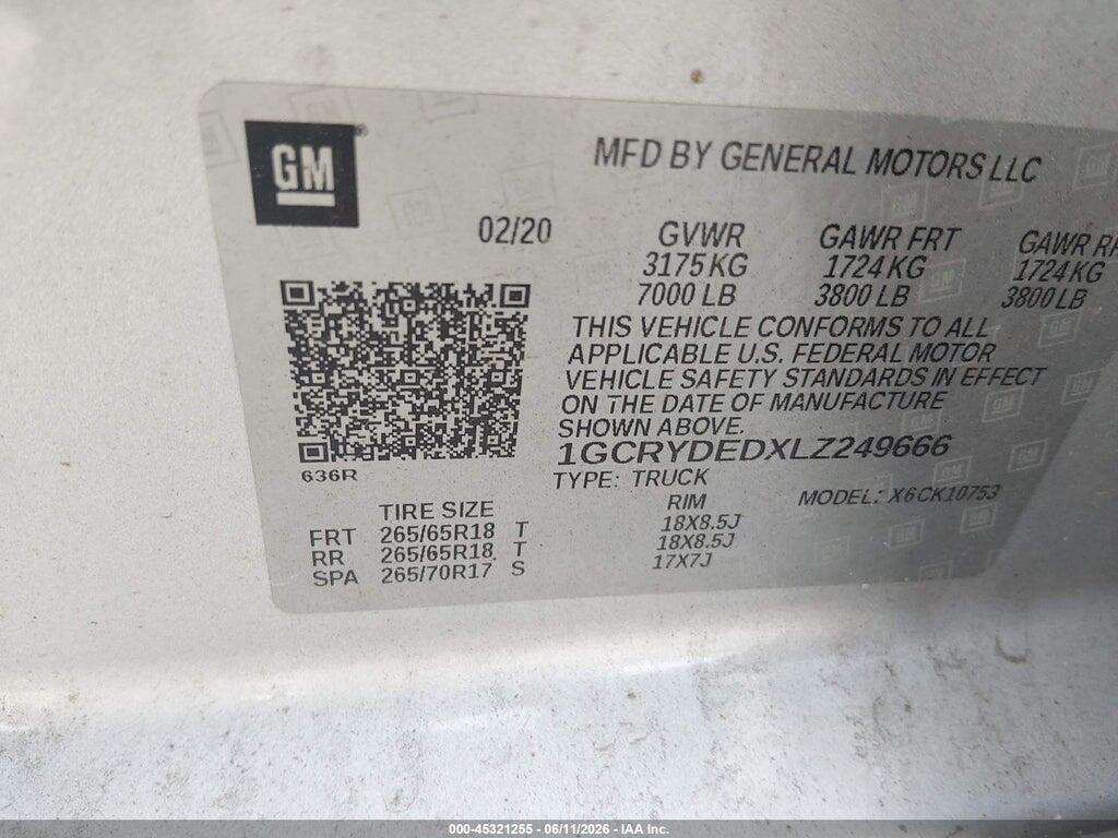 1GCRYDEDXLZ249666 2020 CHEVROLET SILVERADO 1500 photo no. 9