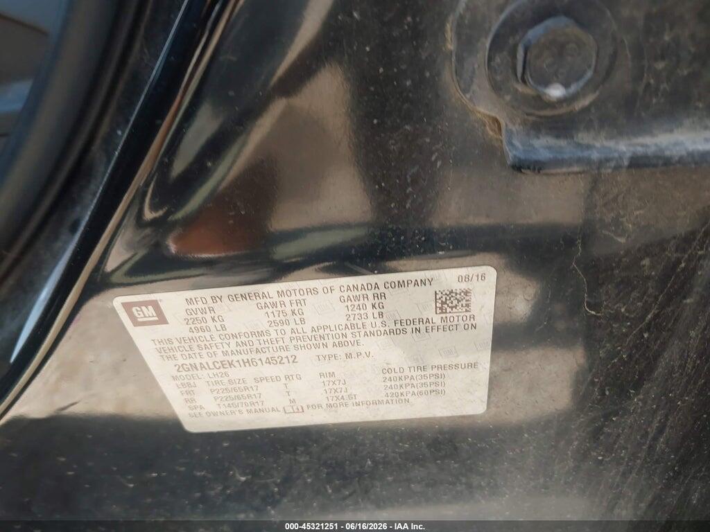 2GNALCEK1H6145212 2017 CHEVROLET EQUINOX photo no. 9