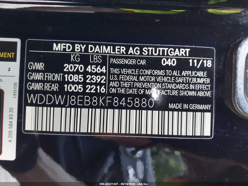 WDDWJ8EB8KF845880 2019 MERCEDES-BENZ C 300 photo no. 9