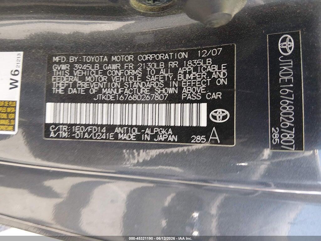 JTKDE167680267807 2008 SCION TC photo no. 9