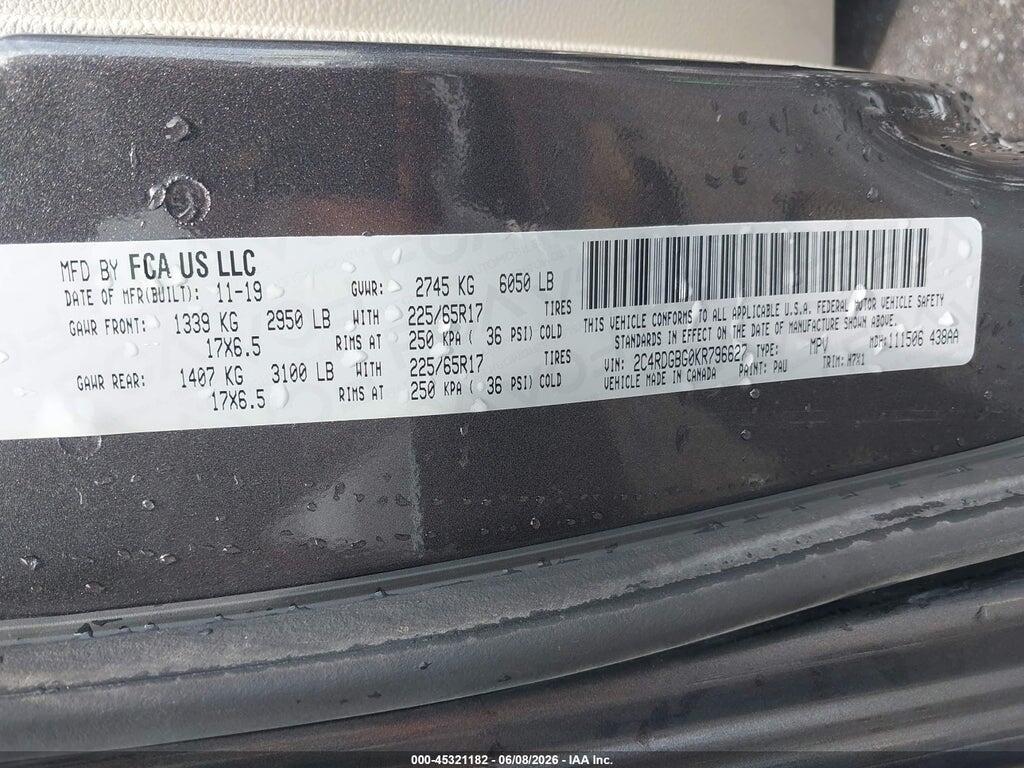 2C4RDGBG0KR796627 2019 DODGE GRAND CARAVAN photo no. 9