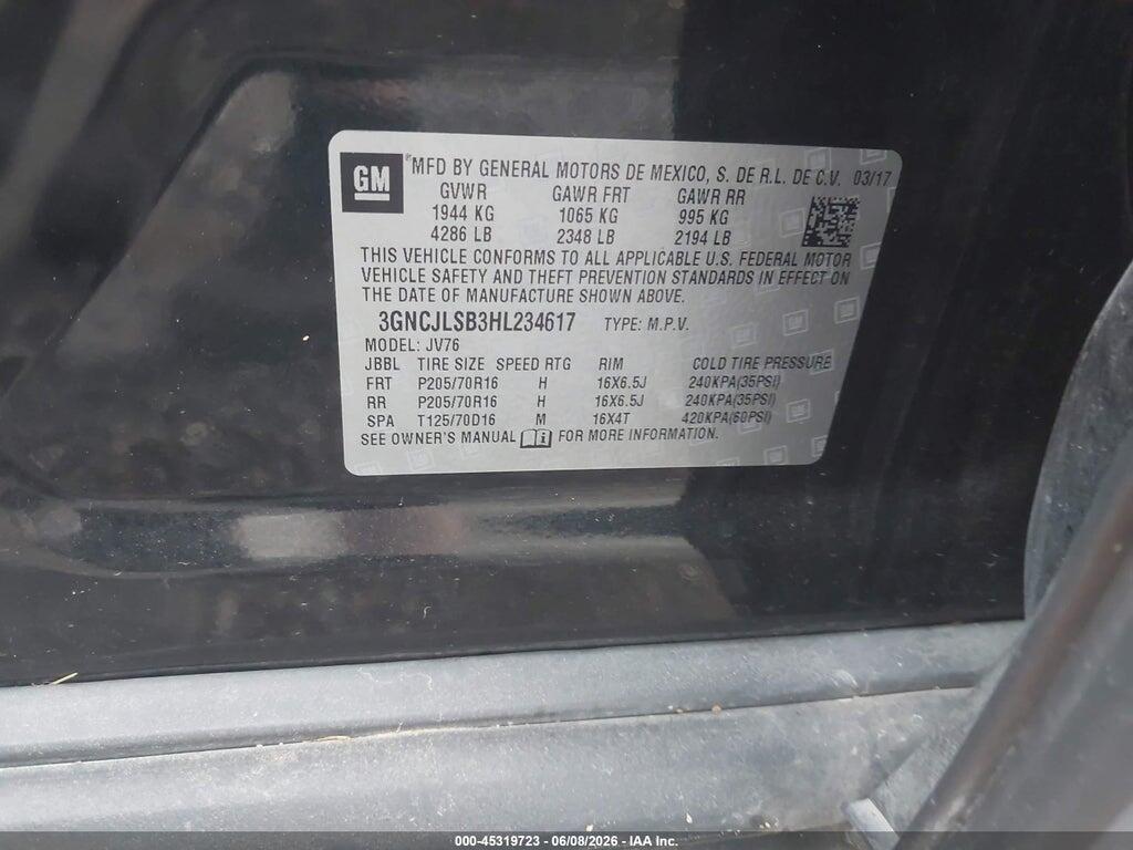 3GNCJLSB3HL234617 2017 CHEVROLET TRAX photo no. 9