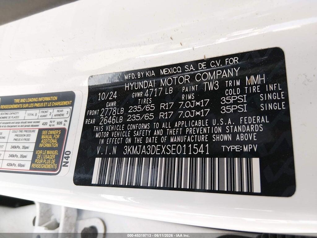 3KMJA3DEXSE011541 2025 HYUNDAI TUCSON photo no. 9