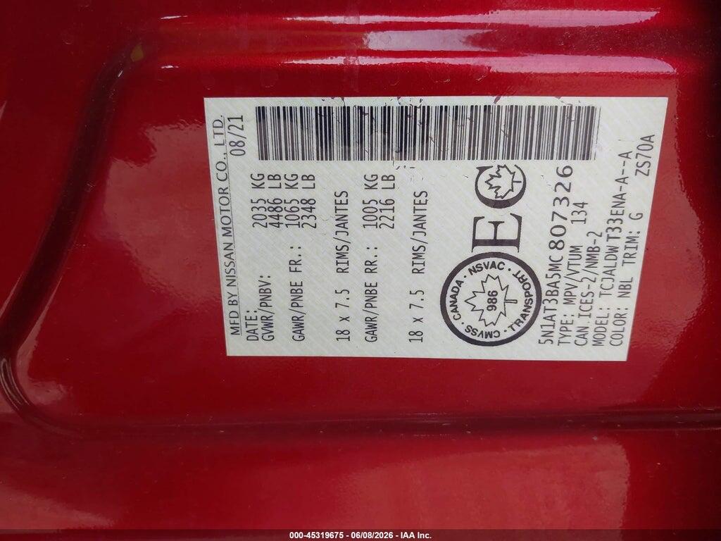5N1AT3BA5MC807326 2021 NISSAN ROGUE photo no. 9