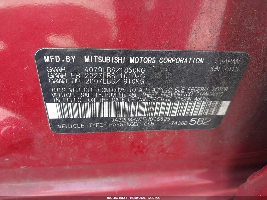 JA32U8FW7EU005525 2014 MITSUBISHI LANCER photo no. 9