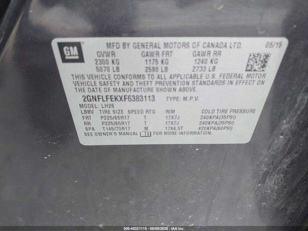 2GNFLFEKXF6383113 2015 CHEVROLET EQUINOX photo no. 9