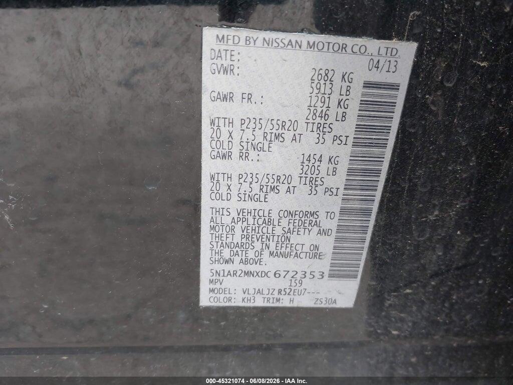 5N1AR2MNXDC672353 2013 NISSAN PATHFINDER photo no. 9