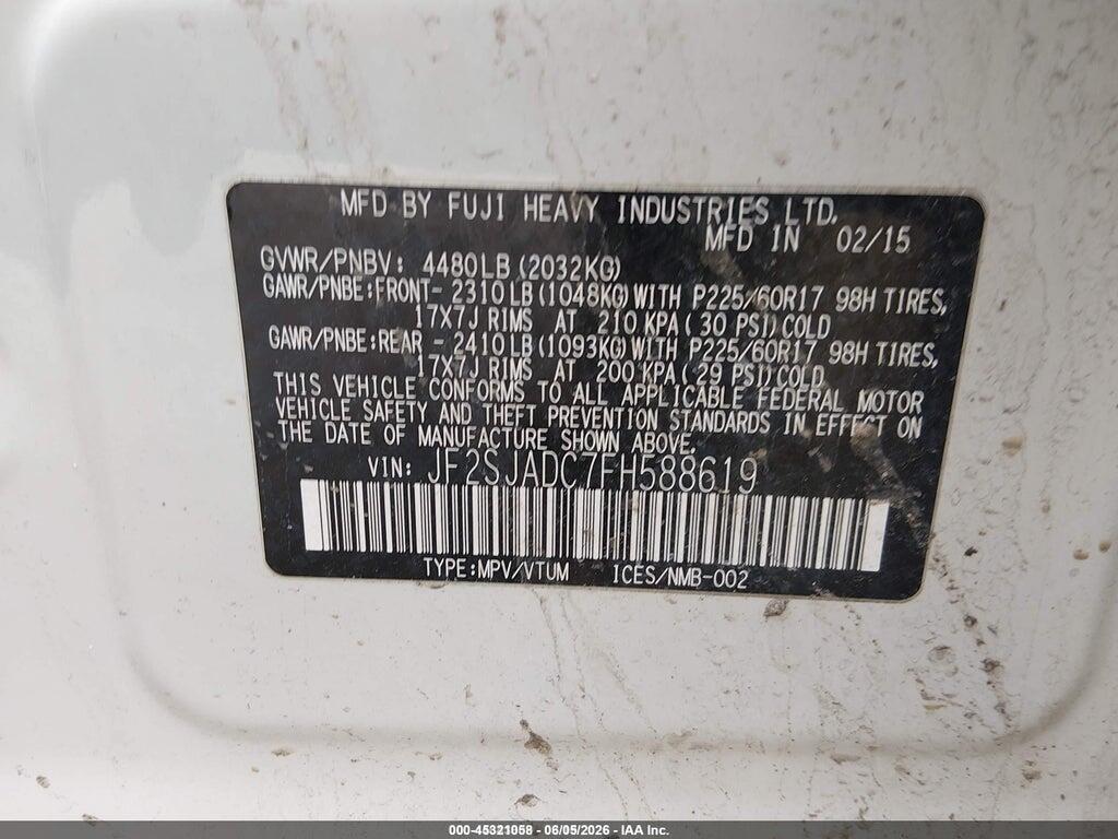 JF2SJADC7FH588619 2015 SUBARU FORESTER photo no. 9