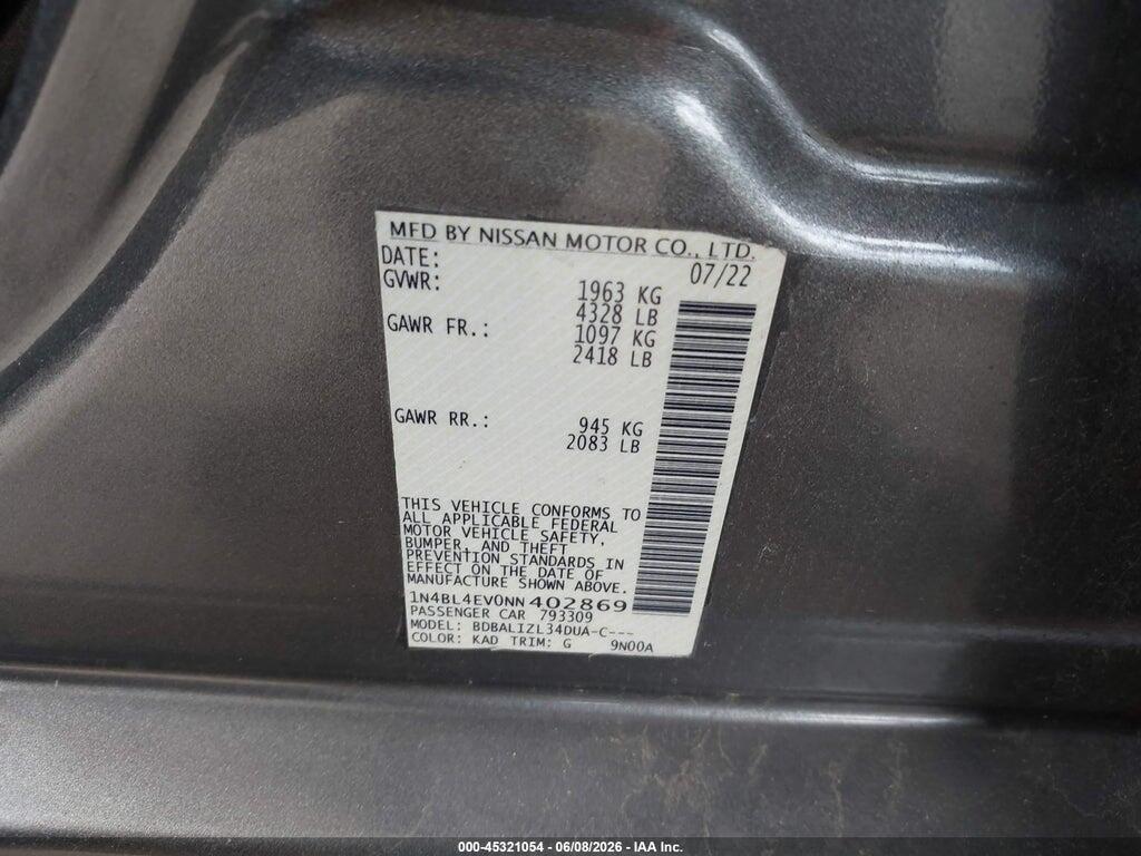 1N4BL4EV0NN402869 2022 NISSAN ALTIMA photo no. 9