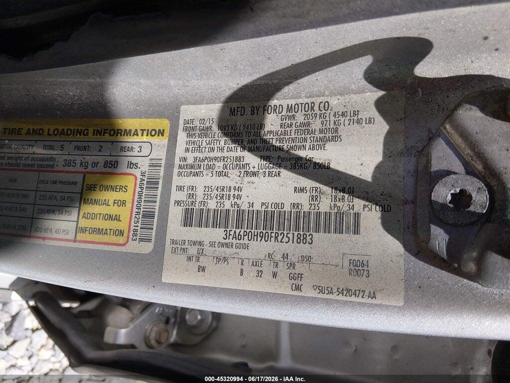 3FA6P0H90FR251883 2015 FORD FUSION photo no. 9