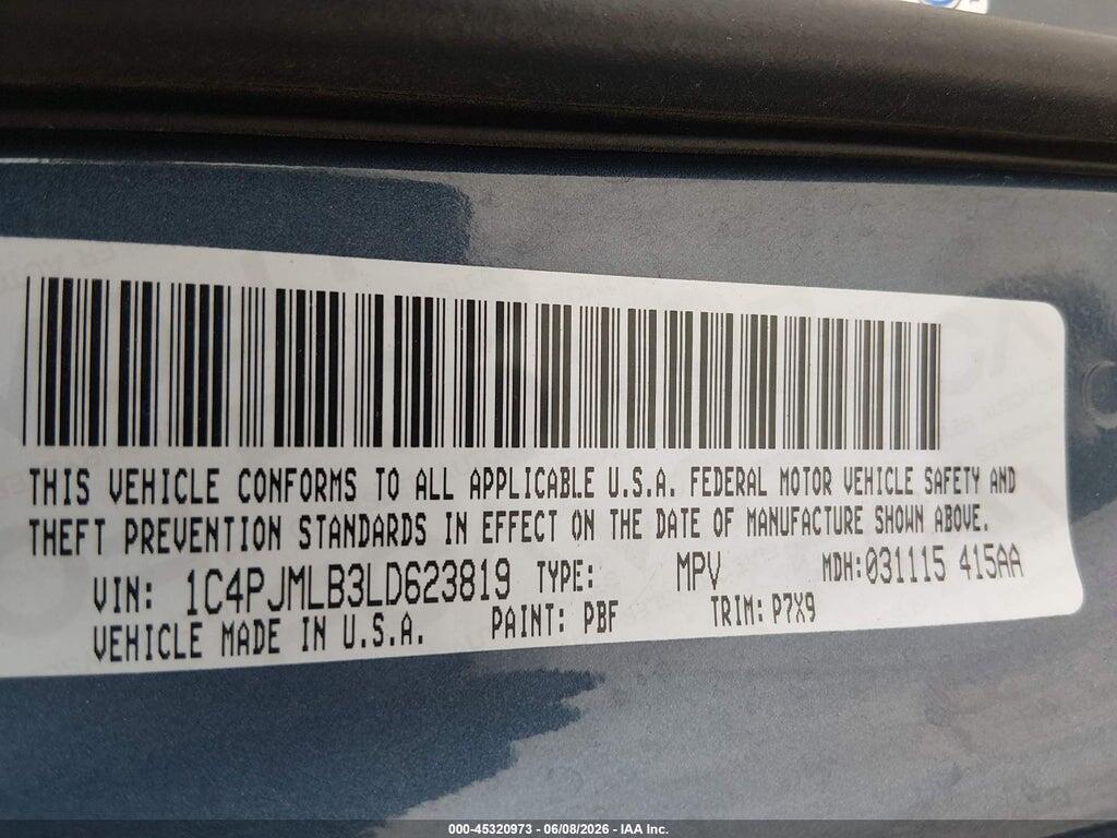1C4PJMLB3LD623819 2020 JEEP CHEROKEE photo no. 9