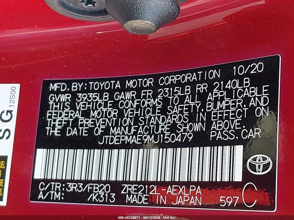JTDEPMAE9MJ150479 2021 TOYOTA COROLLA photo no. 9