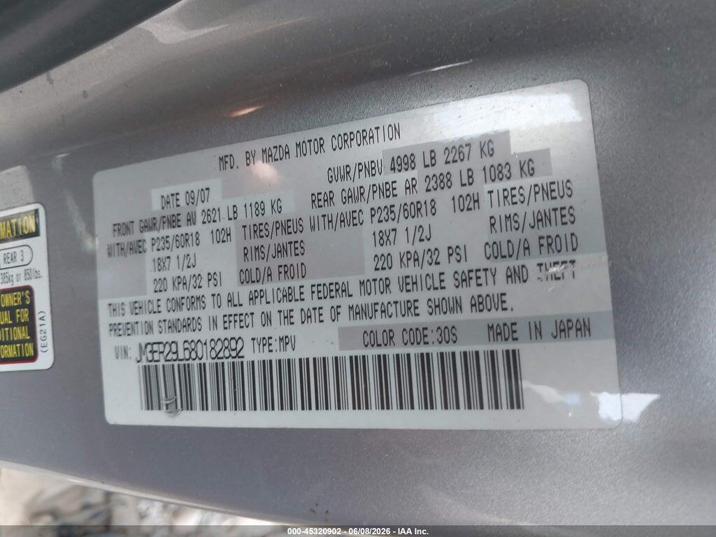 JM3ER29L680182892 2008 MAZDA CX-7 photo no. 9