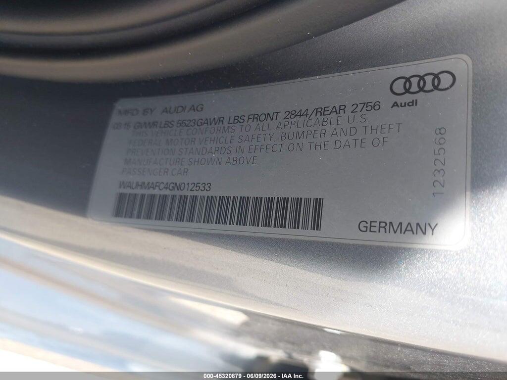 WAUHMAFC4GN012533 2016 AUDI A6 photo no. 9