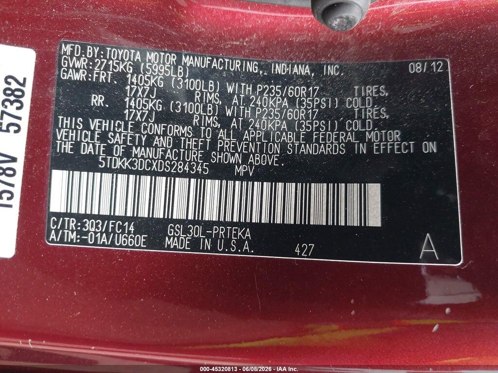 5TDKK3DCXDS284345 2013 TOYOTA SIENNA photo no. 9