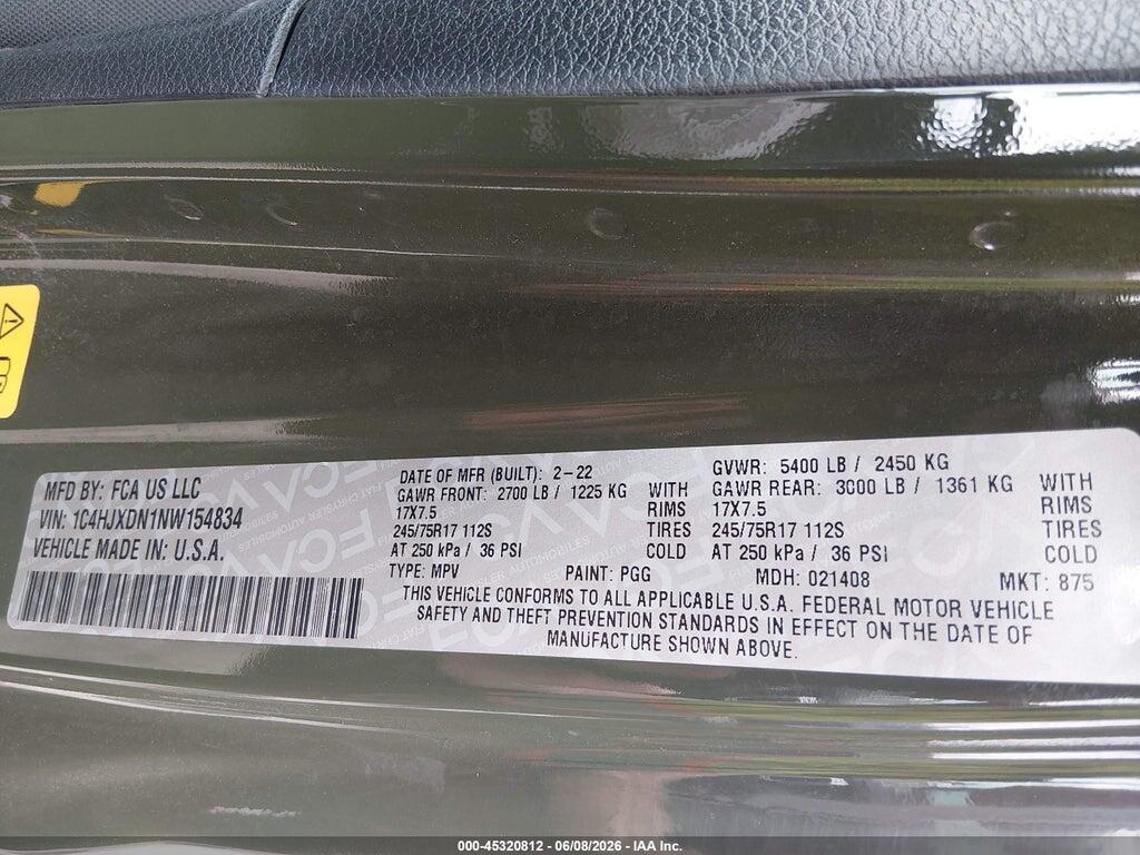 1C4HJXDN1NW154834 2022 JEEP WRANGLER UNLIMITED photo no. 9