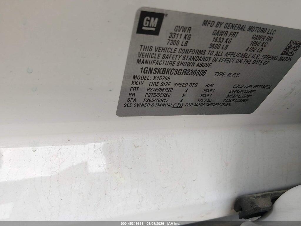 1GNSKBKC3GR236306 2016 CHEVROLET TAHOE photo no. 9