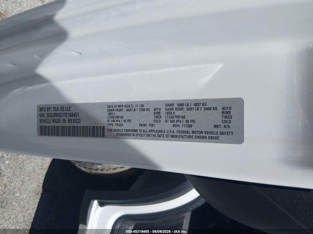 3C6LRVDG1TE168451 2026 RAM PROMASTER 2500 photo no. 9